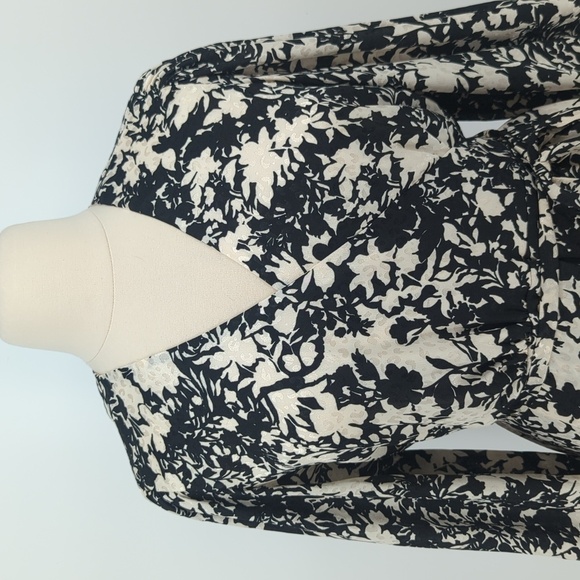 Susan Graver Floral Wrap Dress Black White 2XP preppy Business casual classic - Picture 3 of 8